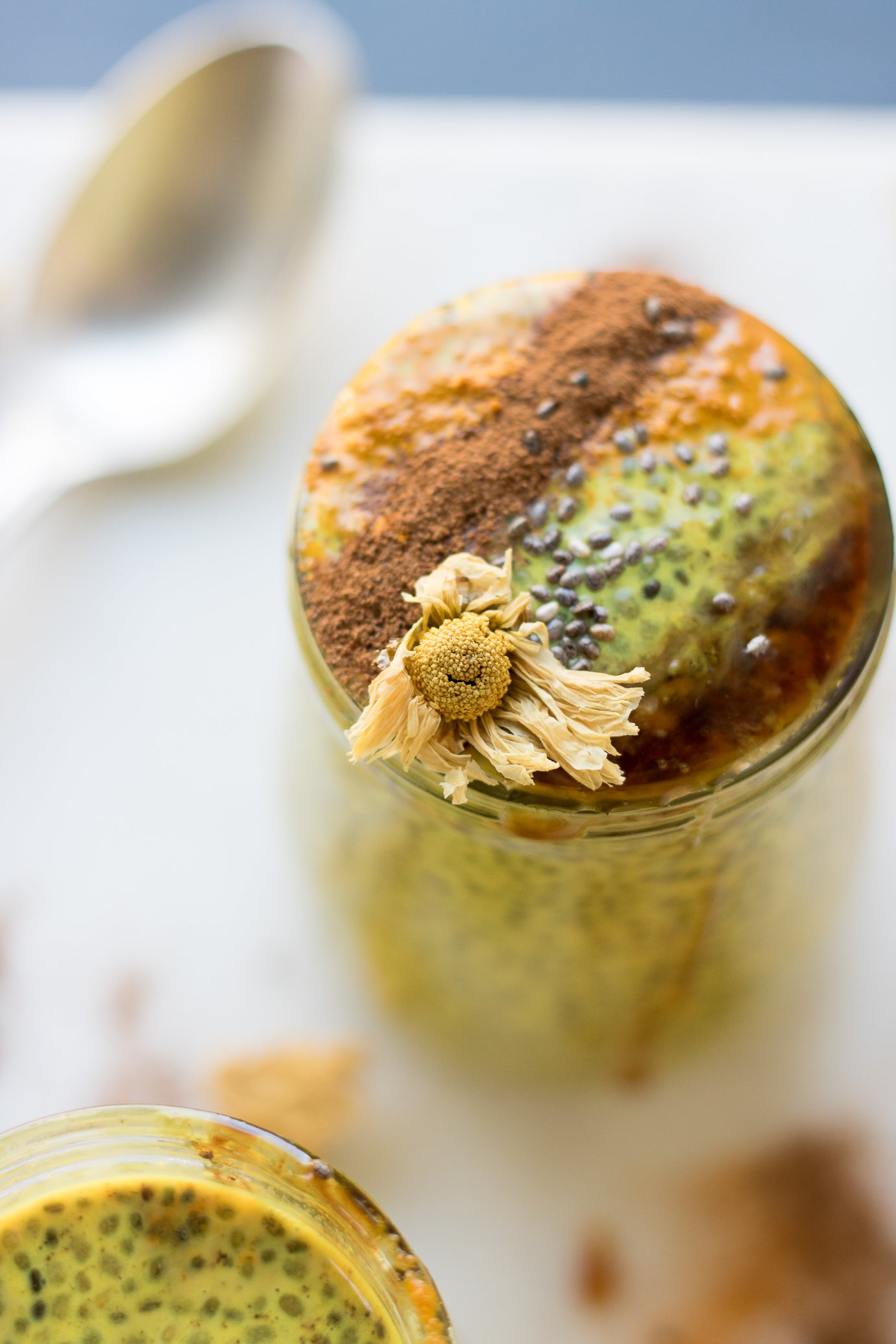 Chrysanthemum-Infused Golden Milk Chia Pudding