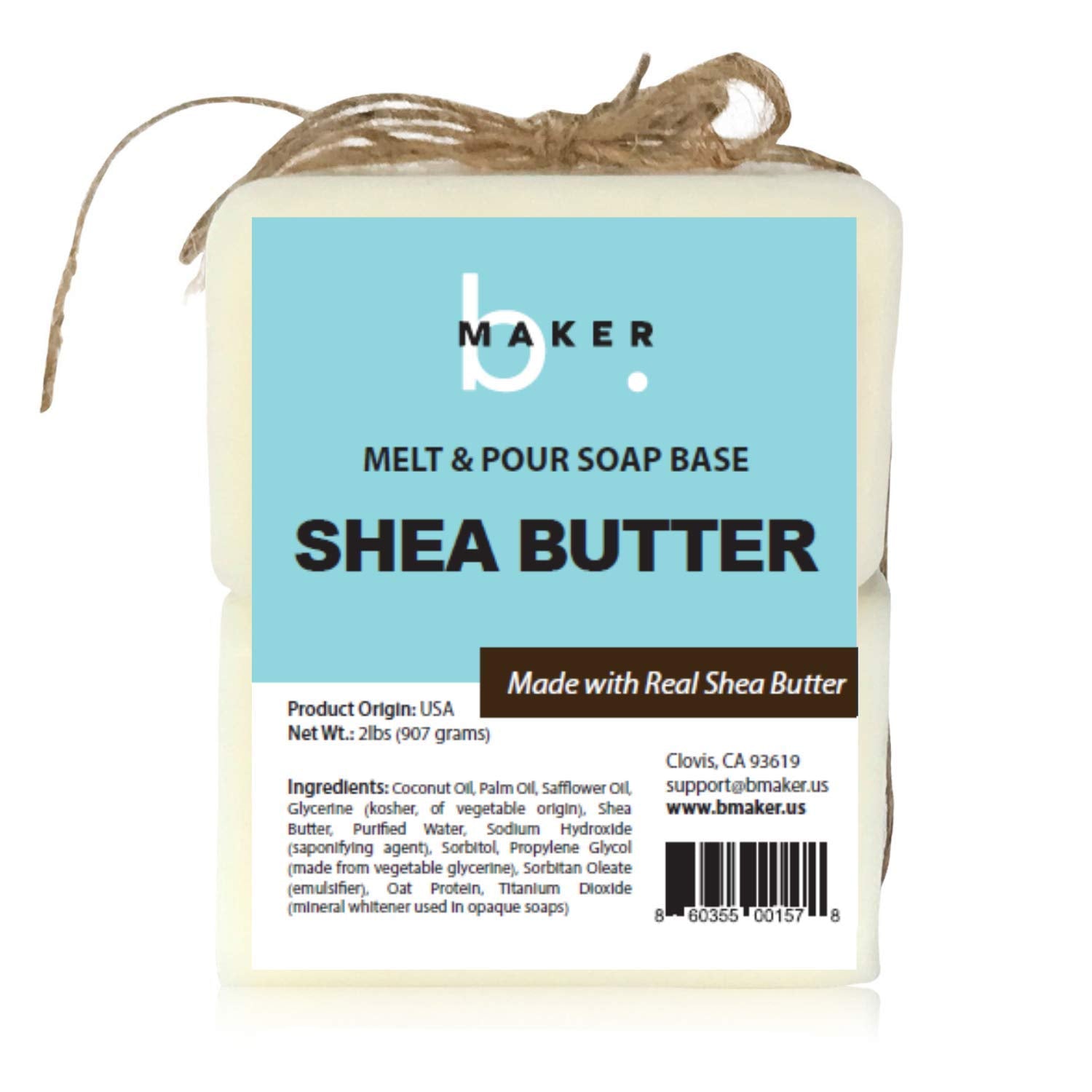 bMAKER All-Natural Shea Butter Melt and Pour Soap Base (2lb Blocks) - 